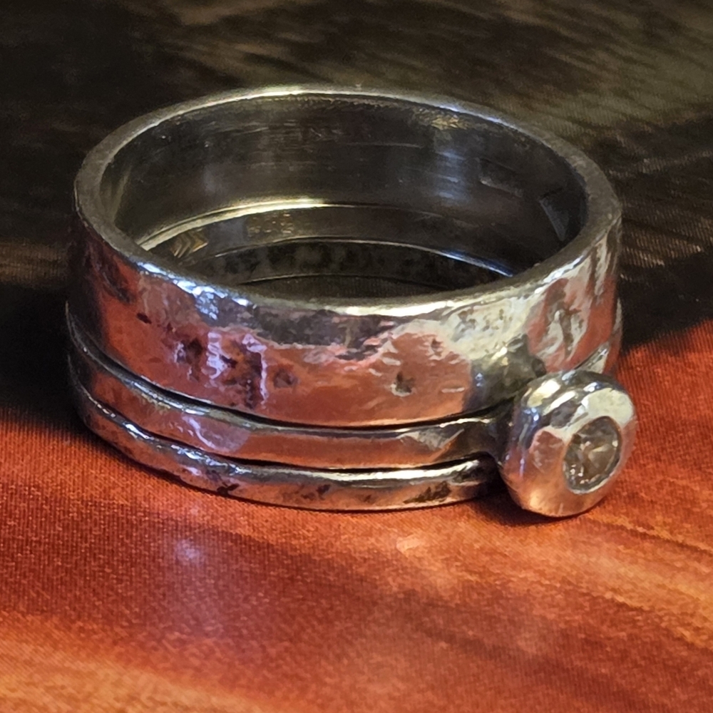 Silpada Sterling Silver & Zirconia Stacking Rings - Picture 13 of 15